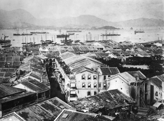 Photograph of Possession Point, Hong Kong, circa 1897 — showing the harbour and early colonial settlement